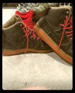 High top Air Force Ones brown suede